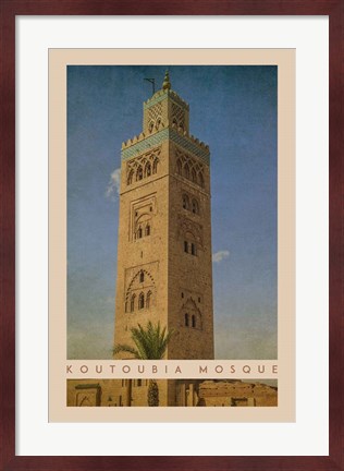 Framed Vintage Koutoubia Mosque, Marrakesh, Morocco, Africa Print