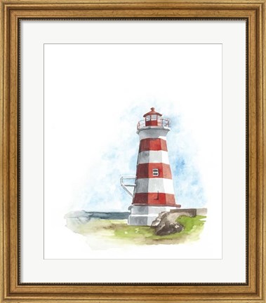 Framed Watercolor Lighthouse I Print