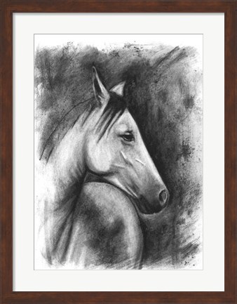 Framed Charcoal Equestrian Portrait I Print