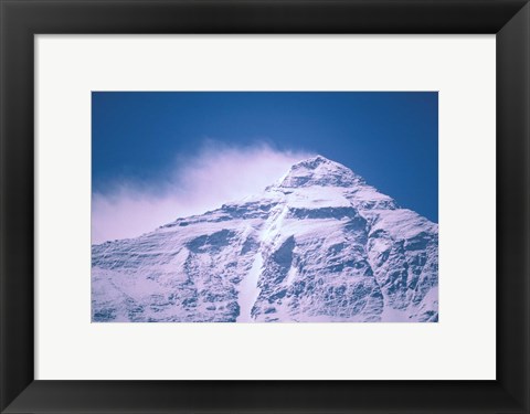 Framed Snowy Summit of Mt Everest, Tibet, China Print