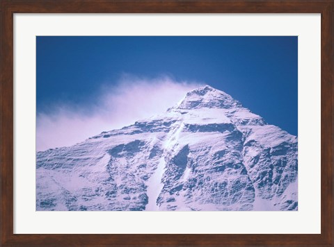 Framed Snowy Summit of Mt Everest, Tibet, China Print