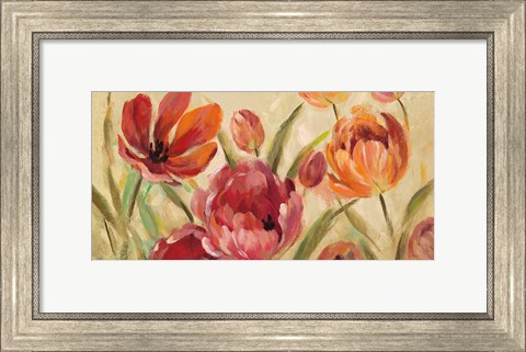 Framed Expressive Tulips Neutral v2 Print