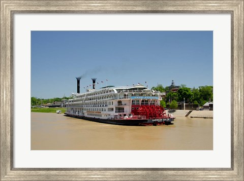 Framed Mississippi, Vicksburg American Queen cruise paddlewheel boat Print