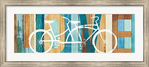 Framed Beachscape Tandem Bicycle Love Print