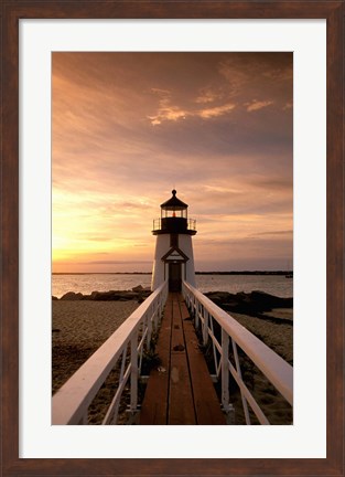 Framed Brant Point lighthouse at Dusk, Nantucket Print