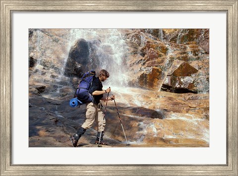 Framed Backpacking in White Mountain National Forest, Base of Arethusa Falls, New Hampshire Print