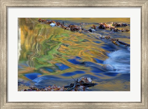 Framed Fall Reflections in the Waters of the Lamprey River, New Hampshire Print