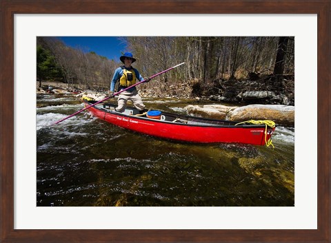 Framed Poling a Canoe on the Ashuelot River in Surry, New Hampshire Print