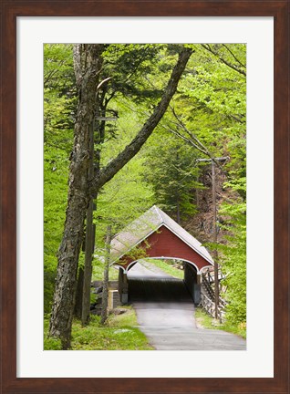 Framed Flume Covered Bridge, Pemigewasset River, Franconia Notch State Park, New Hampshire Print