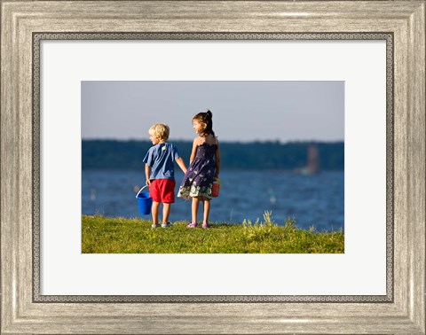 Framed Children, Odiorne State Park, New Hampshire Print