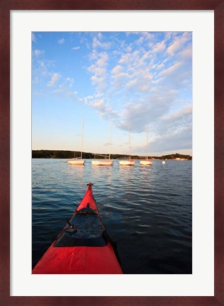 Framed Kayak, sailboats, Portsmouth, New Hampshire Print