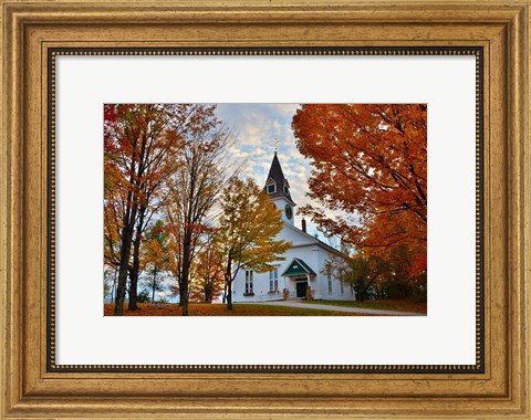 Framed Meeting House at Sugar Hill, New Hampshire Print