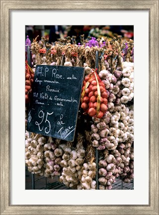 Framed Ropes of Garlic in Local Shop, Nice, France Print