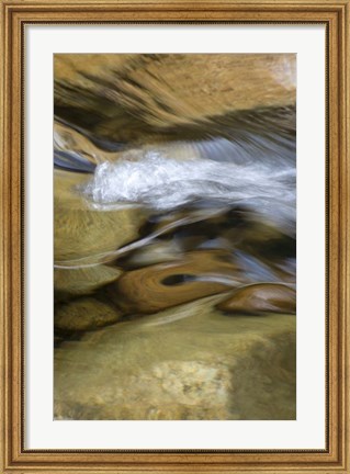 Framed New Hampshire Abstract design formed by rock and rushing water of the Swift River, White Mountain NF Print