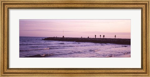 Framed Jetty in the Sea, Barcelona, Spain Print