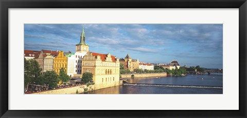 Framed Waterfront, Prague, Czech Republic Print