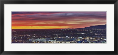 Framed Los Angeles at Night, California Print
