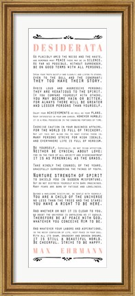 Framed Desiderata Bus Roll Black and Peach Text Print