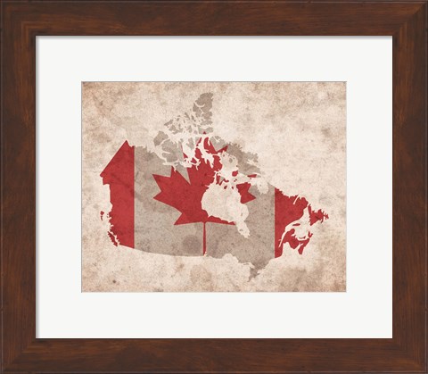 Framed Map with Flag Overlay Canada Print