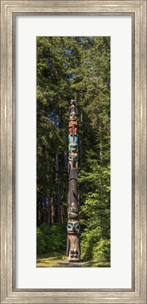 Framed Totem Pole in Forest, Sitka, Southeast Alaska Print