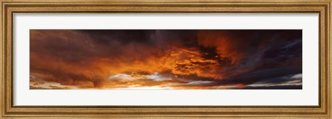 Framed Red Sky Stormy Sunset  in Taos, New Mexico Print