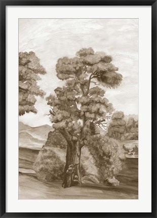 Framed Sepia French Wall Paper II Print