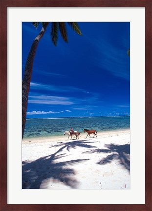 Framed Palm Trees and Horses, Tambua Sands, Coral Coast, Fiji Print