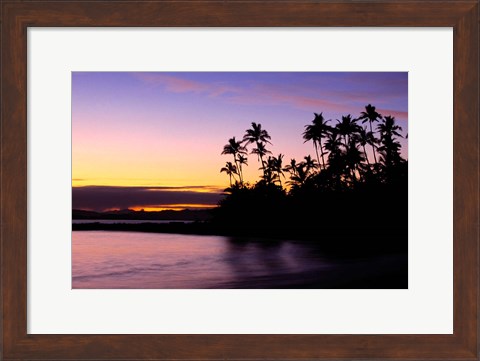 Framed Fiji Islands, Tavarua, Palm trees and sunset Print