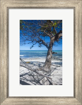 Framed Hammock on the beach of a resort, Nacula Island, Yasawa, Fiji, South Pacific Print