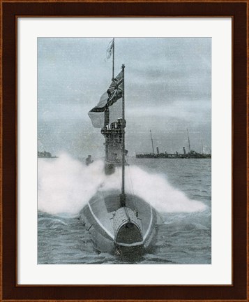 Framed World War I (1914-1918). The British submarine E-8. Sank a German destroyer in the North Sea Print