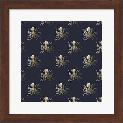 Framed Gold Octopus Pattern Print