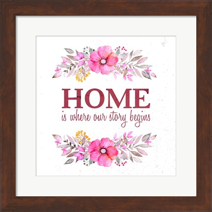 Framed Home Is Where Our Story Begins-Magenta Print