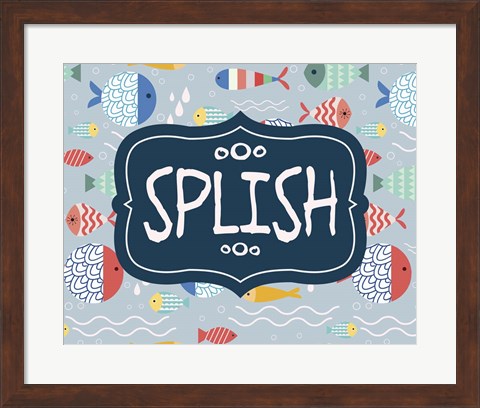 Framed Splish and Splash Fish Pattern Blue Part I Print