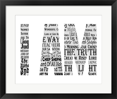 Framed Names of Jesus I AM Silhouette White Print