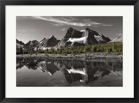 Framed Amethyst Lake Reflection BW with Color Print