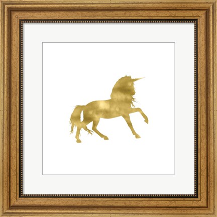 Framed Gold Unicorn Square Print