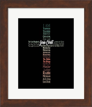 Framed Names of Jesus Cross Silhouette Green Ombre Print