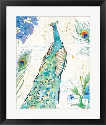 Framed Peacock Garden I Print