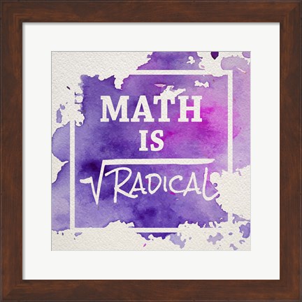 Framed Math Is Radical Watercolor Splash Purple Print