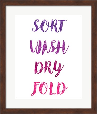 Framed Sort Wash Dry Fold  - White and Purple Print