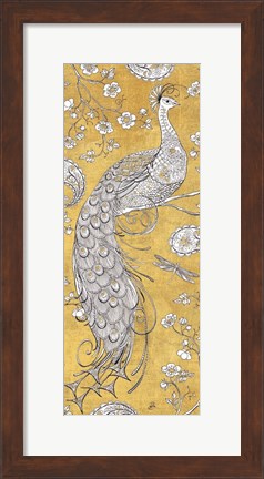 Framed Color my World Ornate Peacock II Gold Print