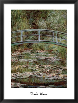 Framed Waterlily Pond, Japanese Bridge Print