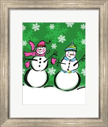 Framed Silly Snowmen V Print