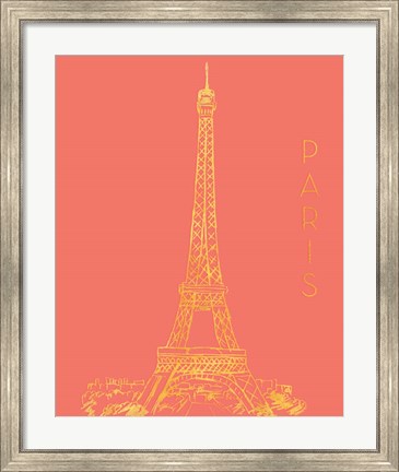 Framed Paris on Coral Print