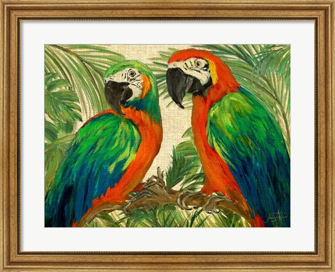 Framed Island Birds on Burlap Print