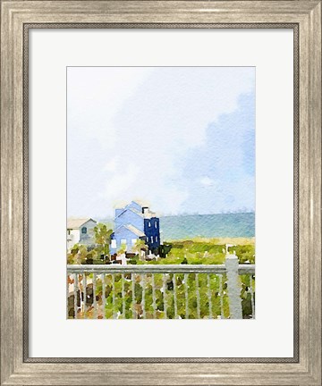 Framed Watercolor Coastal Cottage Print