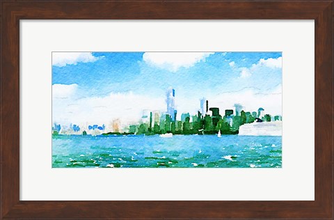 Framed Watercolor NYC Skyline I Print