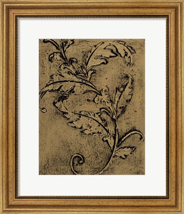 Framed Leaf Scroll I Print