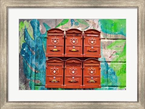 Framed City Mail Boxes Print