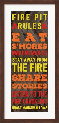 Framed Fire Pit Rules Print